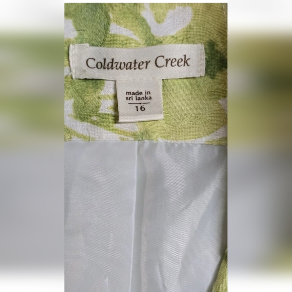 Coldwater Creek Floral Print Blazer 3/4 Sleeves Green Brown Blue Size 16 EUC - Picture 7 of 9